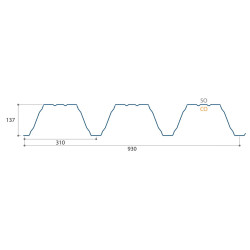 Support d'étanchéité Tôle sèche Interieurcoating H nerv 205mm x L750 - 930mm