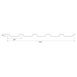 Couverture Translucide polycarbonate H ond 35mm x L 1035mm