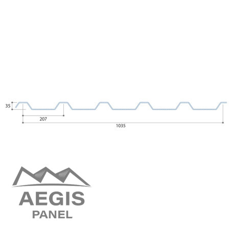 Couverture Translucide polycarbonate H ond 35mm x L 1035mm
