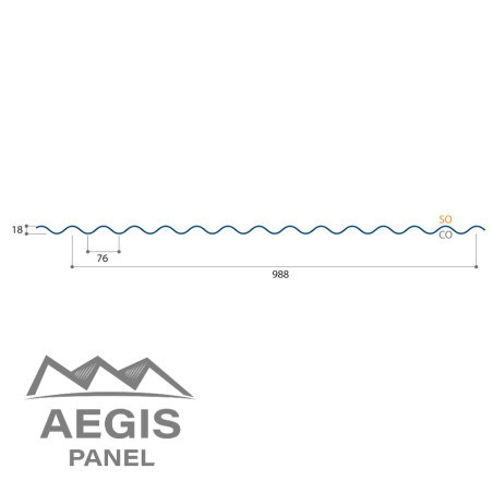 Bardage Tôle sèche ondulée H ond 18mm x L 988mm 25µ