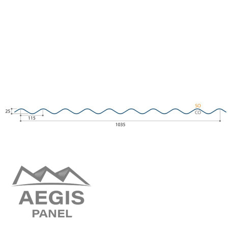 Bardage Tôle sèche ondulée H ond 25mm x L 1035mm 25µ