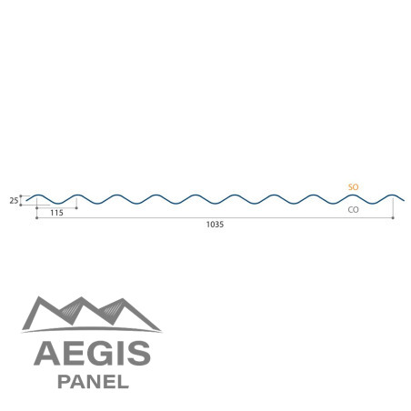 Couverture Tôle sèche ondulée H ond 25mm x L 1035mm 25µ