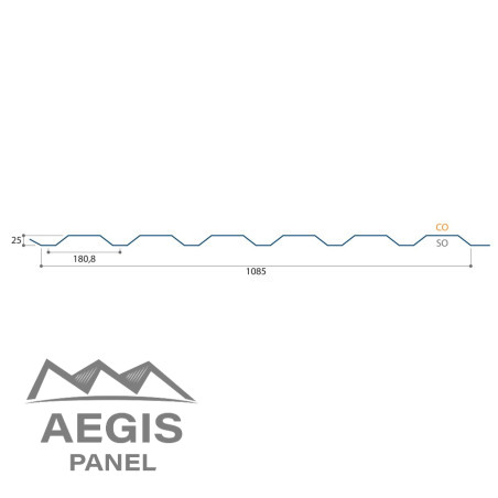 Bardage Tôle sèche nervurée H nerv 25mm x L 1085mm 25µ