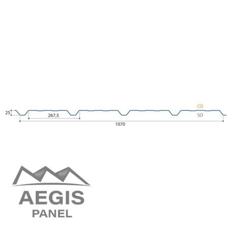 Bardage Tôle sèche nervurée creux d'onde H nerv 25mm x L1085mm 25µ