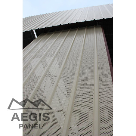 Bardage Tôle sèche nervurée creux d'onde perforée H nerv 25mm x L1085mm 25µ