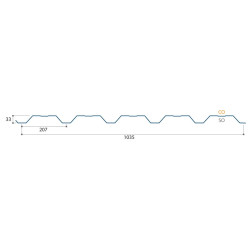 Bardage Tôle sèche (avec renfort) Hnerv 35mm x L 1035mm 25µ