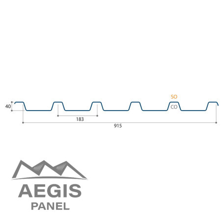 Couverture Tôle sèche Hnerv 40mm x L915mm 25µ