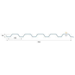 Bardage Tôle sèche Hnerv 40mm x L950mm 25µ