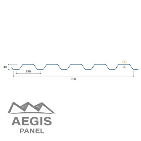 Bardage Tôle sèche Hnerv 40mm x L950mm 25µ