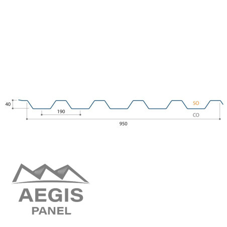 Couverture Tôle sèche Hnerv 40mm x L950mm - 190mm 25µ