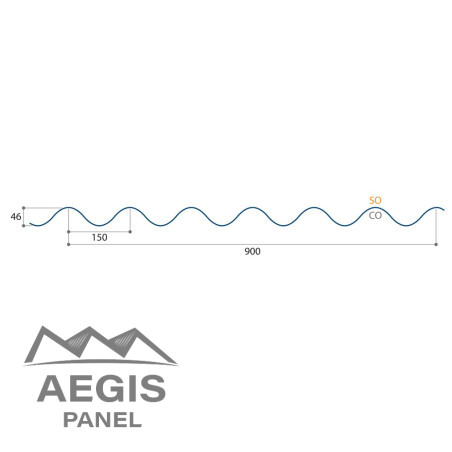 Bardage Tôle sèche ondulée H ond 46mm x L900mm 25µ