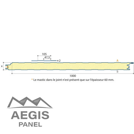 Bardage Panneau Sandwich Linéaire L1000mm 25µ
