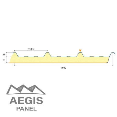 Couverture Panneau Sandwich Roof Agro 1000 H nerv 45mm L 1000mm 25µ