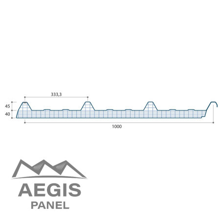 Couverture Translucide Thermoroof 40 Polycarb 45-333 H nerv 45mm x L 1000mm