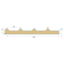 Couverture Panneau Sandwich Vulcasteel Roof H nerv 37mm x 1000mm 25µ