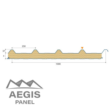 Couverture Panneau Sandwich Vulcasteel Roof H nerv 37mm x 1000mm 25µ