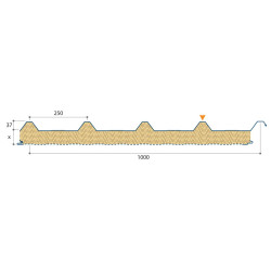 Couverture Panneau Sandwich Vulcasteel Roof Alpha H nerv 37mm x 1000mm 25µ