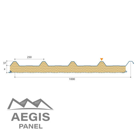 Couverture Panneau Sandwich Vulcasteel Roof Alpha H nerv 37mm x 1000mm 25µ