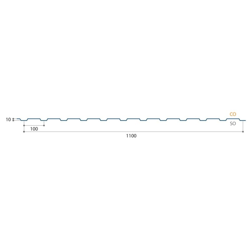 Bardage H nerv 10mm x L1100mm 25µ
