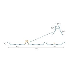 Panneau Sandwich double tôle Grandemat Farm H nerv 45mm x L 1000mm 25µ