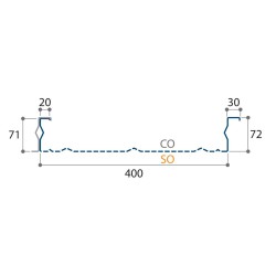 Couverture double peau perforée H nerv 72mm x L400mm 15µ