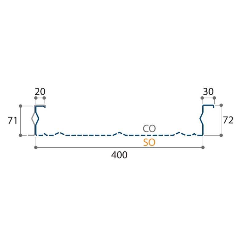 Couverture double peau perforée H nerv 72mm x L400mm 15µ