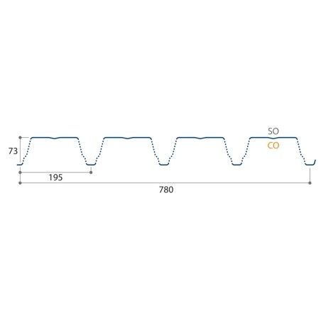 Support d'étanchéité Tôle sèche Perfo Galva Hnerv 73mm x L780mm