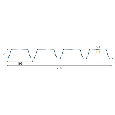Support d'étanchéité Tôle sèche Perfo Plage Galva Hnerv 73mm x L780mm