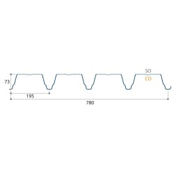 Support d'étanchéité Tôle sèche Perfo Plage Interieurcoating Hnerv 73mm x L780mm 15µ