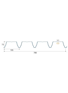 Support d'étanchéité Tôle sèche Perfo Plage Interieurcoating Hnerv 73mm x L780mm 15µ