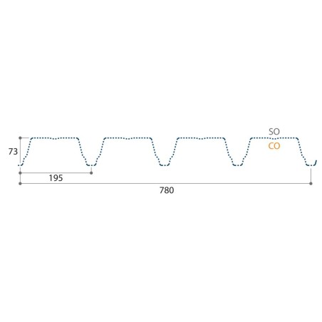 Support d'étanchéité Tôle sèche Galva Hnerv 73mm x L780mm - 195mm