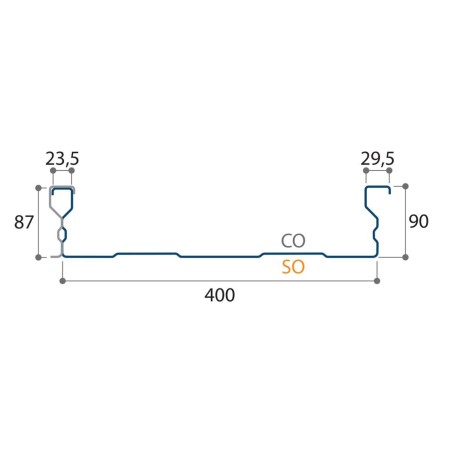 Couverture double peau H nerv 90mm x L400mm -15µ