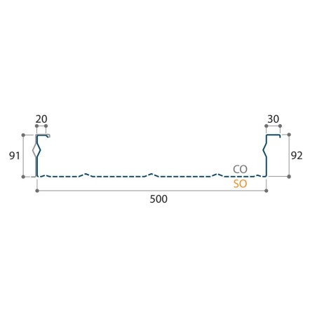 Couverture double peau perforée H nerv 92mm x L500mm 15µ