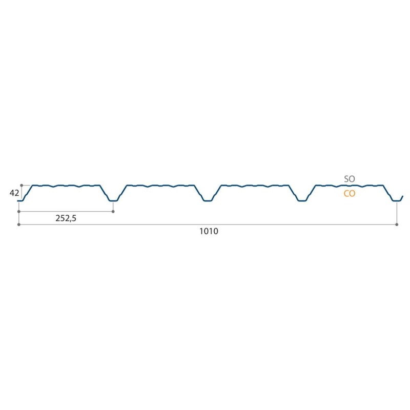Support d'étanchéité Tôle sèche Galva Hnerv 42mm x L1010mm