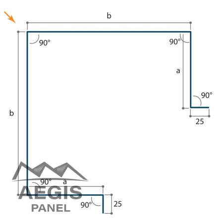 Angle horizontal du bardage 25µ