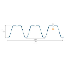 Support d'étanchéité Tôle sèche Interieurcoating perforée Hnerv 56mm x L900mm - 225mm 15µ